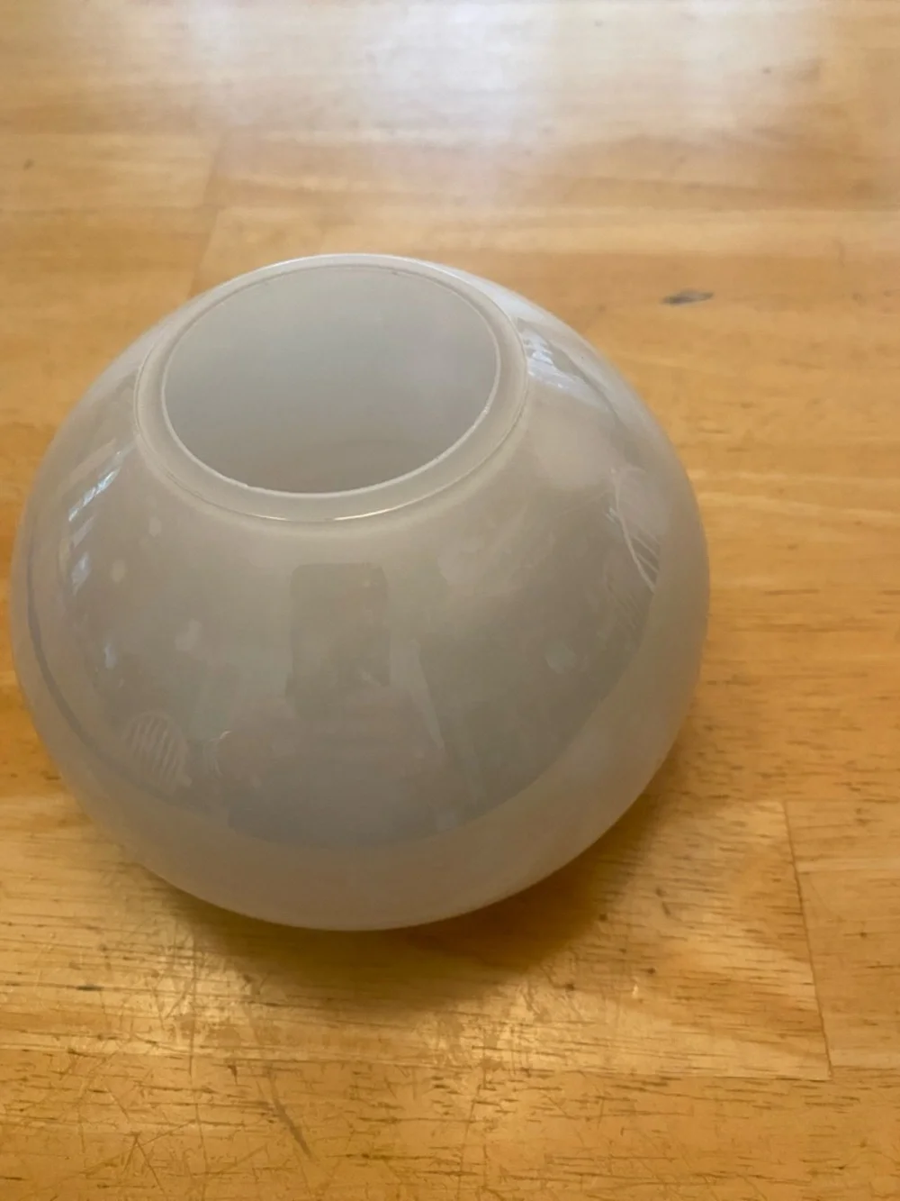 Crate & Barrel Pearlized light green glass globe vase about 5x3